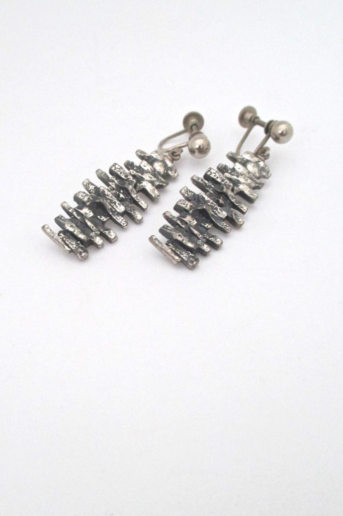 Guy Vidal Canada vintage brutalist pewter drop earrings # 1