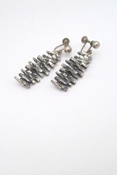 Guy Vidal Canada vintage brutalist pewter drop earrings # 1