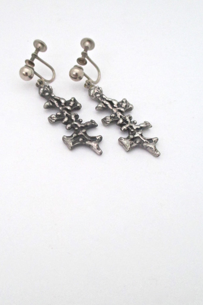 Guy Vidal Canada vintage brutalist pewter drop earrings # 2