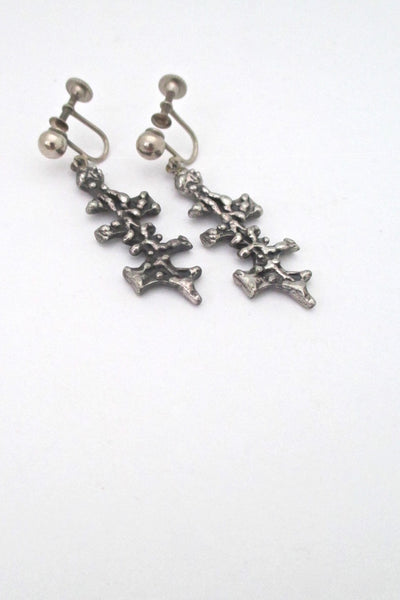 Guy Vidal Canada vintage brutalist pewter drop earrings # 2