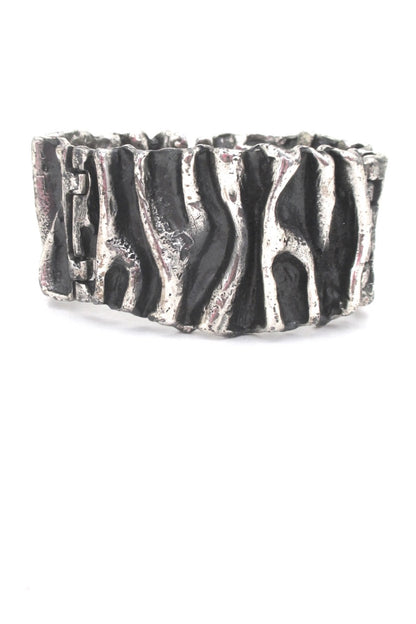 Guy Vidal Canada large brutalist pewter gathered folds hinged bracelet