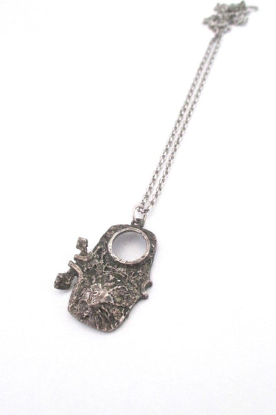 Guy Vidal Canada vintage brutalist pewter little fish pendant necklace