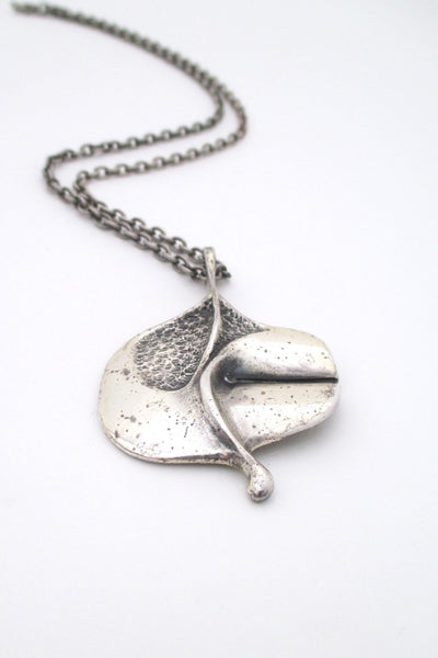 Guy Vidal Canada vintage brutalist pewter Fold pendant necklace