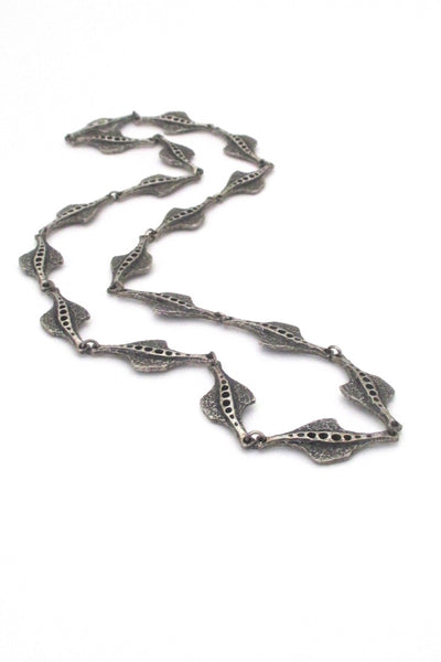 Guy Vidal Canada vintage brutalist pierced pewter long link chain necklace