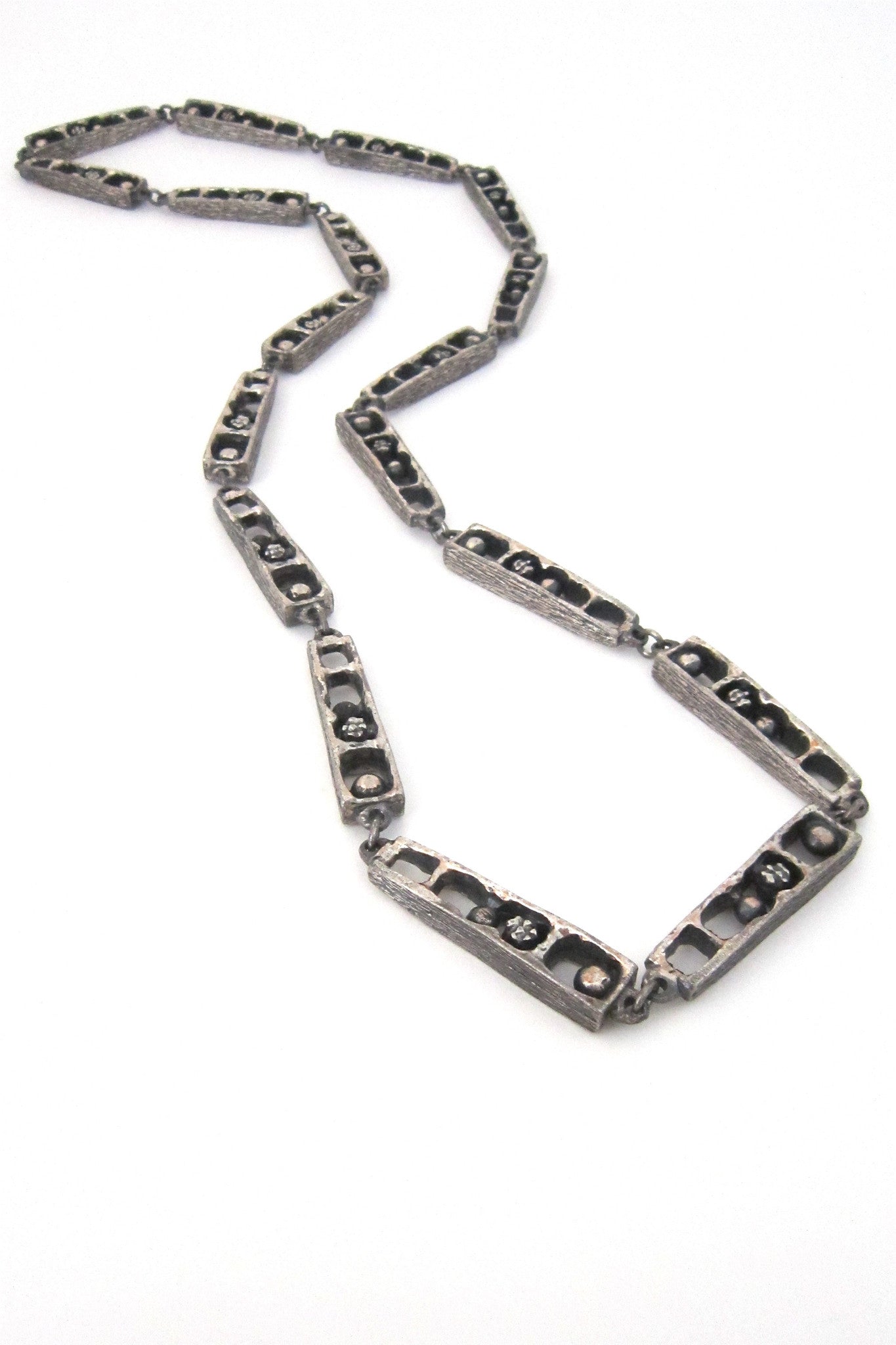 Guy Vidal Canada brutalist 'cubicles' long link necklace
