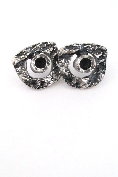 Guy Vidal Canada brutalist pewter bark circles post earrings