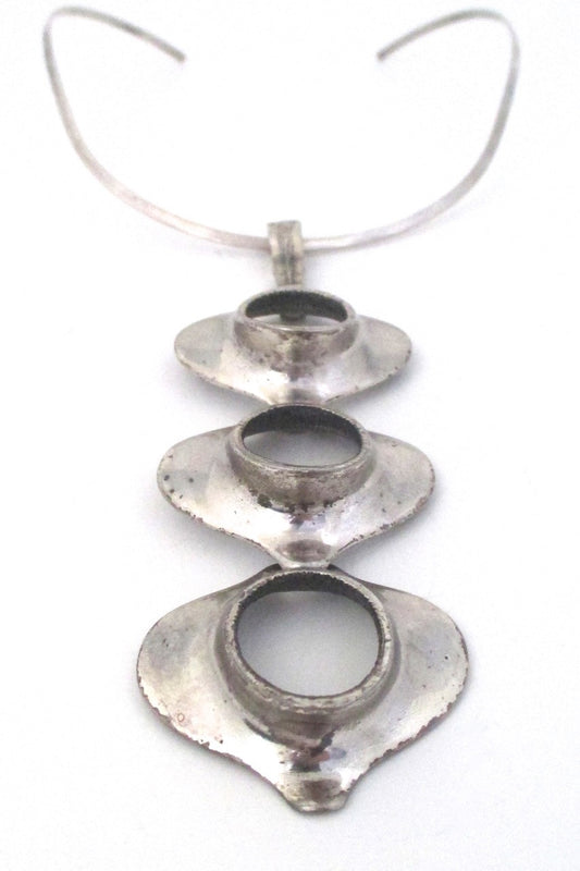 Guy Vidal Canada extra large brutalist pewter pendant necklace