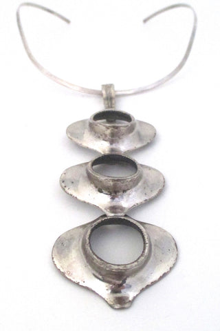 Guy Vidal Canada extra large brutalist pewter pendant necklace