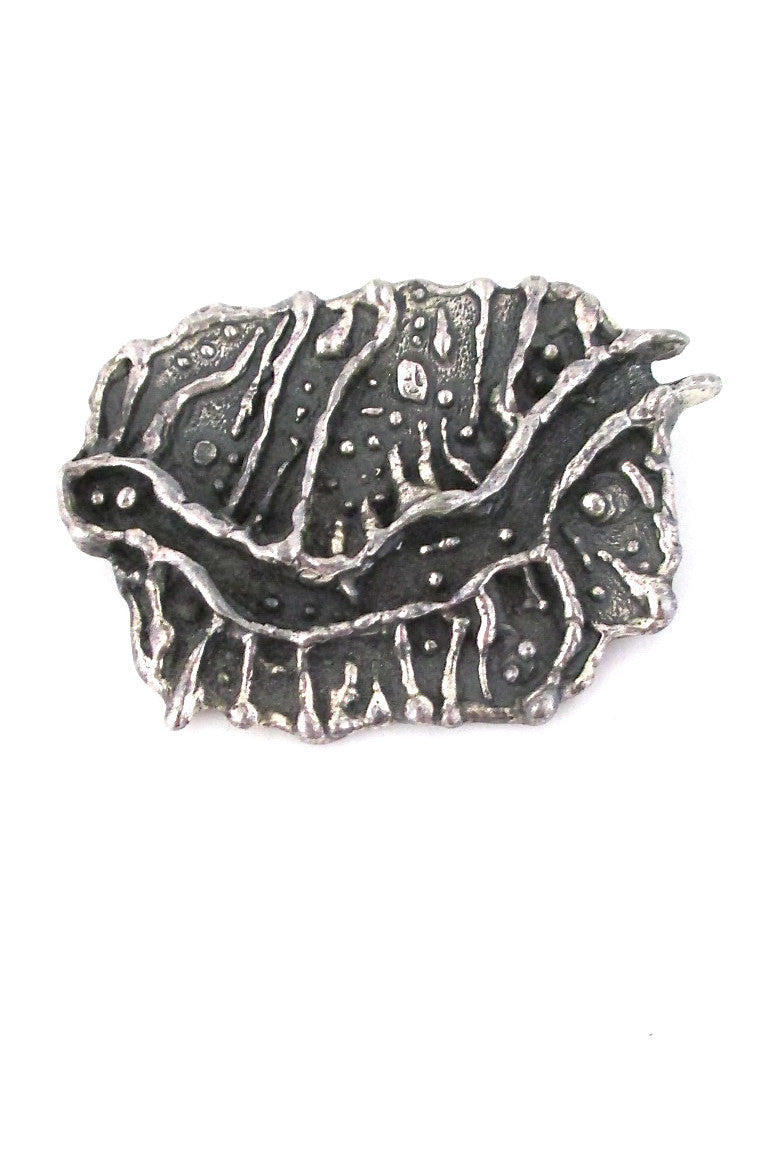 Guy Vidal Canada brutalist pewter happy creature brooch