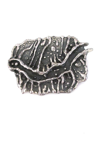 Guy Vidal Canada brutalist pewter happy creature brooch