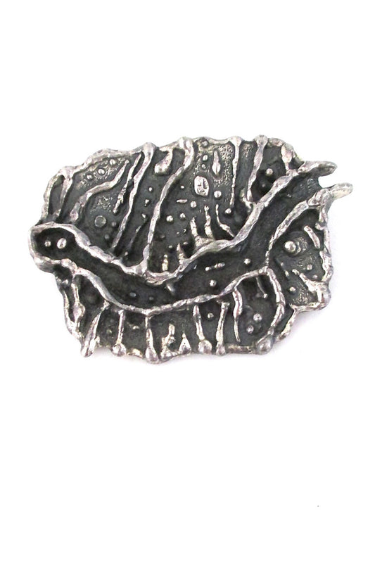 Guy Vidal Canada brutalist pewter happy creature brooch