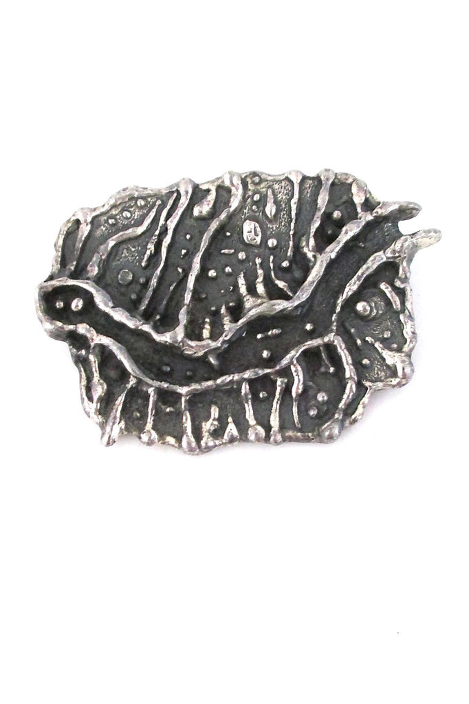 Guy Vidal Canada brutalist pewter happy creature brooch