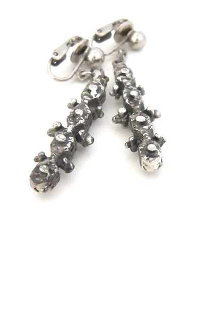 Guy Vidal Canada brutalist pewter knobbly drop earrings