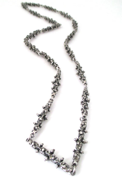 Guy Vidal Canada brutalist pewter long link 'knobbly' chain necklace