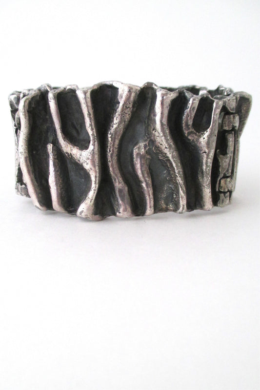 Guy Vidal Canada large brutalist pewter gathered folds bracelet