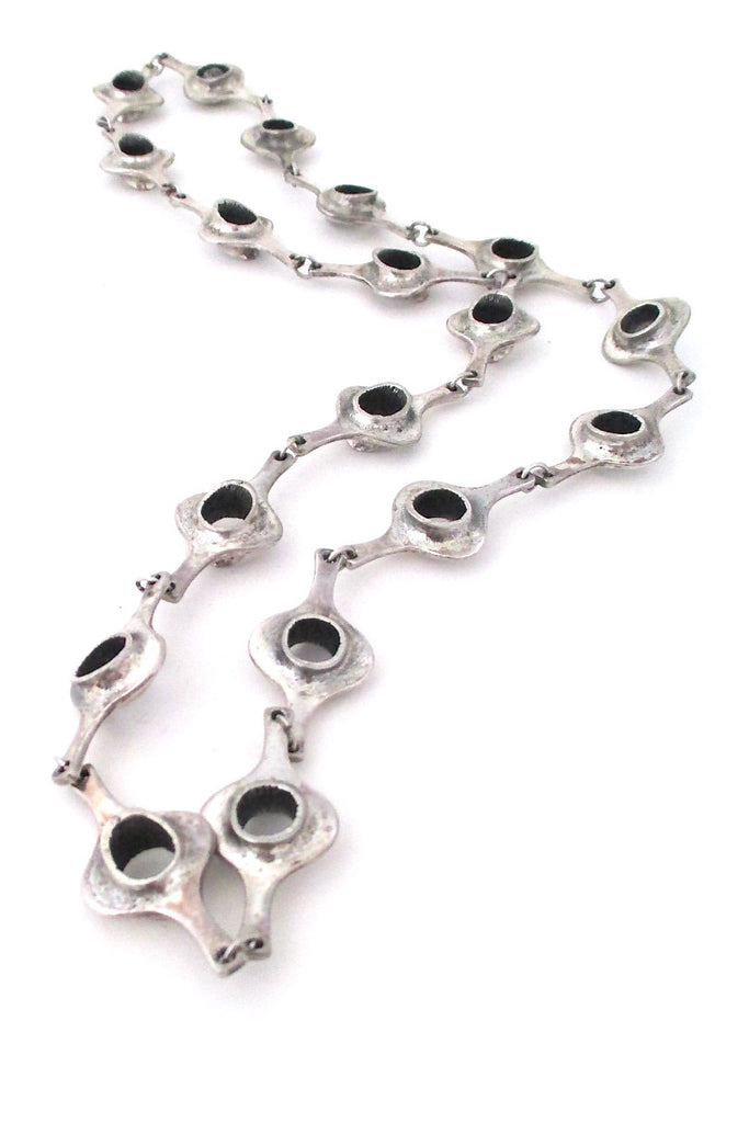 Guy Vidal Canada brutalist pewter long link vertebrae chain necklace