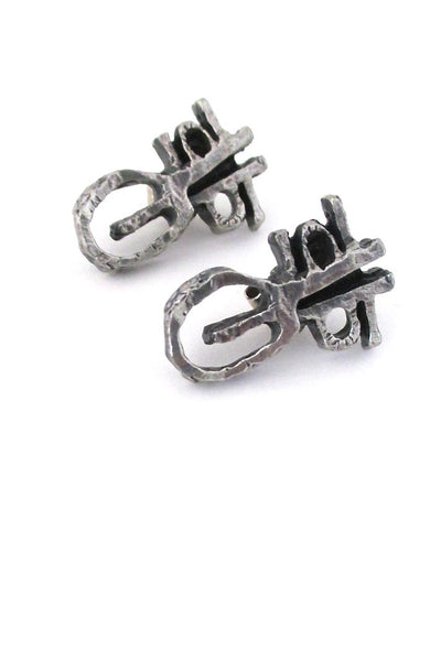 Guy Vidal Canada brutalist pewter masks post earrings