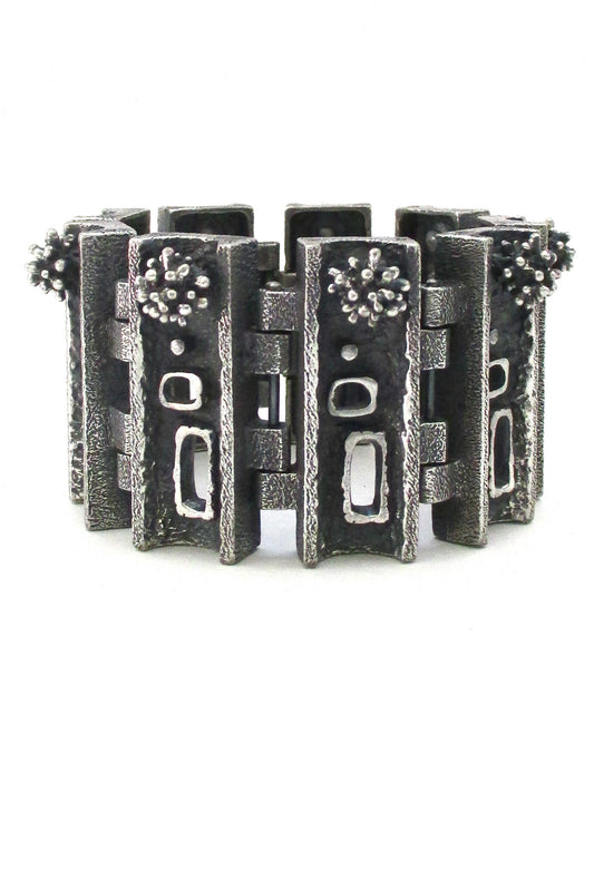 Guy Vidal Canada massive brutalist pewter urchins & windows bracelet