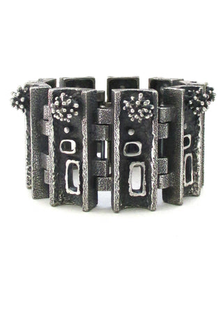 Guy Vidal Canada massive brutalist pewter urchins & windows bracelet