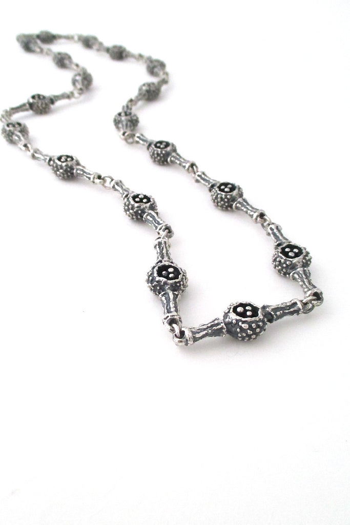 Guy Vidal Canada brutalist pewter pierced pods long link chain necklace
