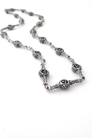 Guy Vidal Canada brutalist pewter pierced pods long link chain necklace