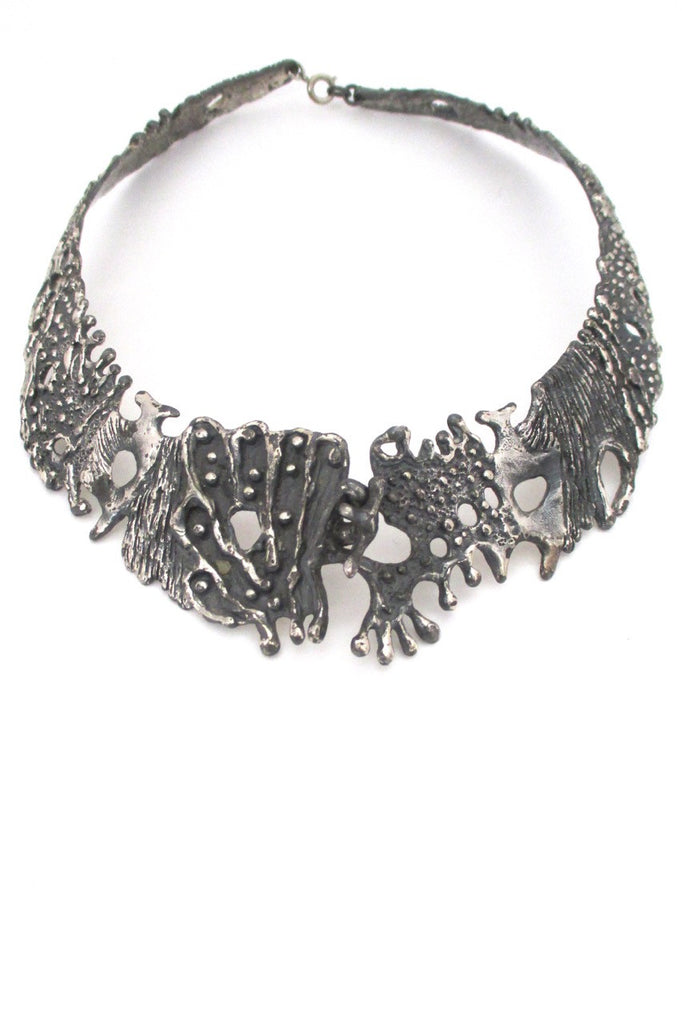 Guy Vidal Canada large brutalist pewter neck piece