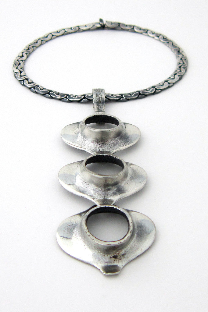 Canadian Modernist Guy Vidal large pewter necklace