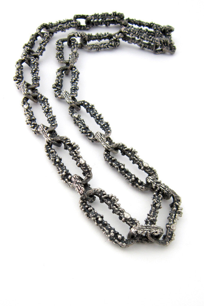 Guy Vidal Canada pewter necklace - large textured link chain