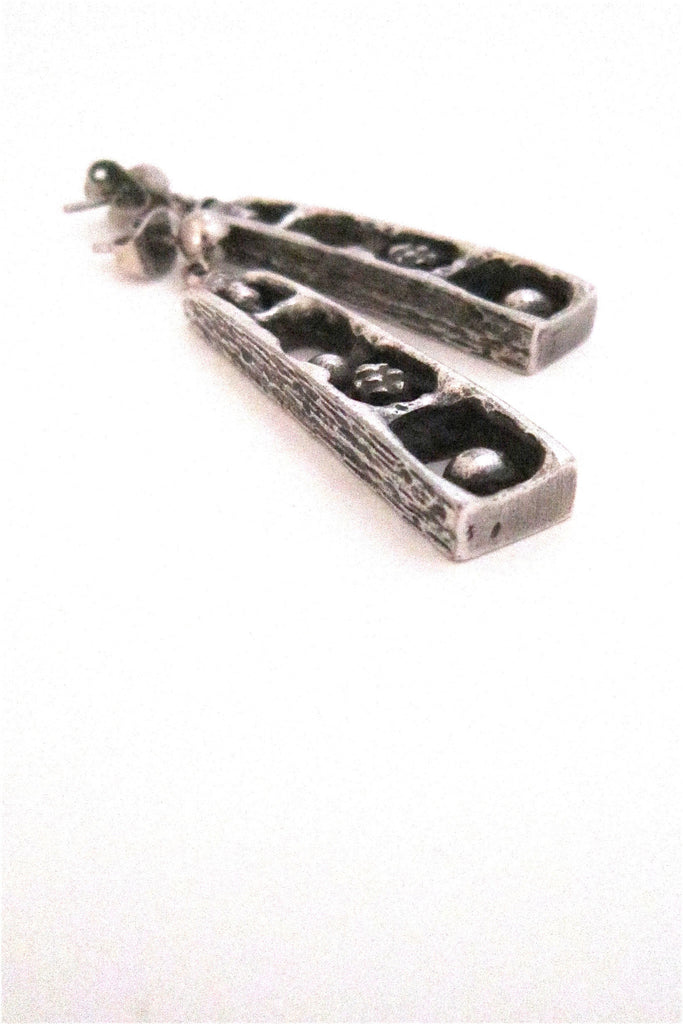 Guy Vidal Canada brutalist pewter cubicles drop earrings