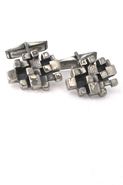 Guy Vidal Canada vintage brutalist pewter cubes cufflinks