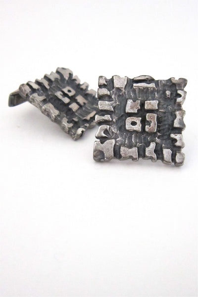 Guy Vidal, Canada vintage brutalist pewter cufflinks