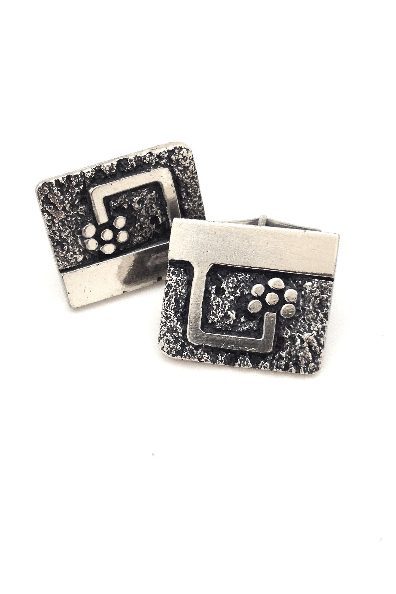 Guy Vidal Canada large brutalist pewter vintage cufflinks