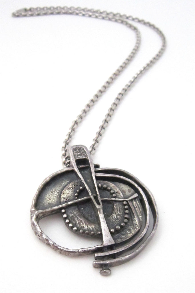 Guy Vidal Canada brutalist openwork pewter pendant necklace