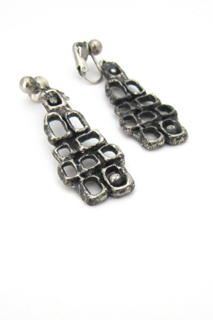 Guy Vidal pewter dangly earrings