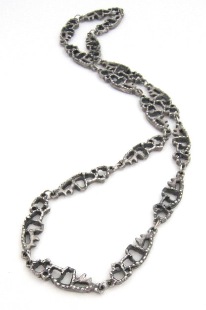 Guy Vidal brutalist openwork pewter necklace
