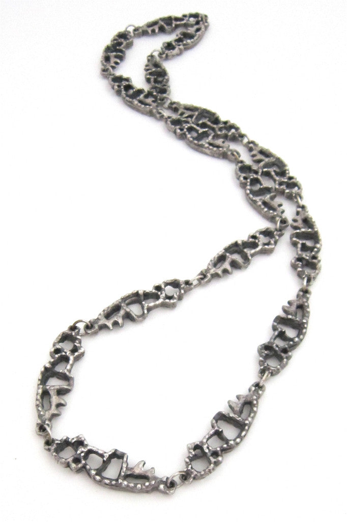 Guy Vidal brutalist openwork pewter necklace