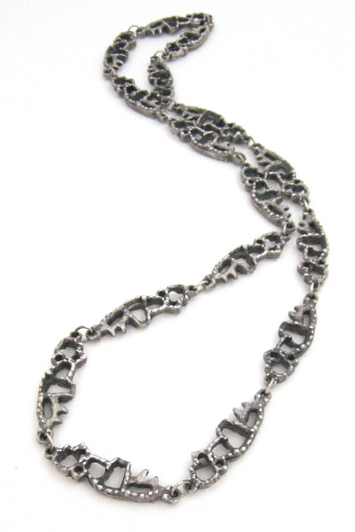 Guy Vidal brutalist openwork pewter necklace