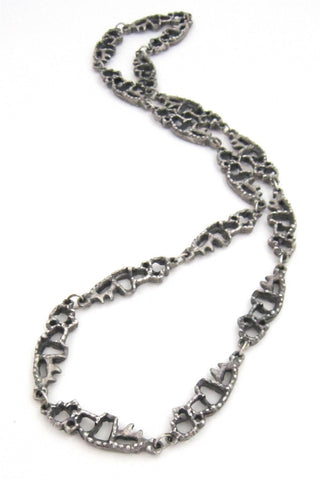 Guy Vidal brutalist openwork pewter necklace