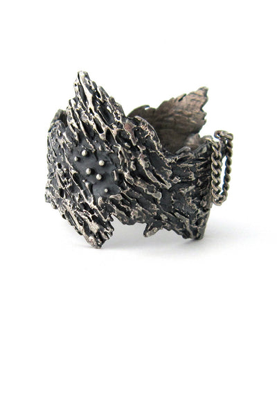 Guy Vidal, Canada pewter hinged bark bracelet