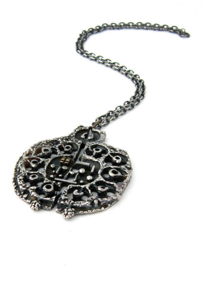 Guy Vidal Canada pewter necklace with bronze appliqué