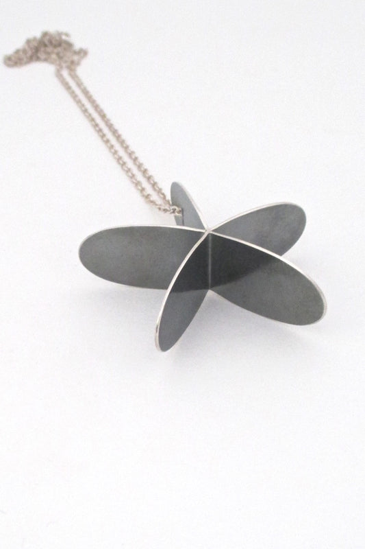 HK Finland vintage silver large Scandinavian modern star pendant necklace