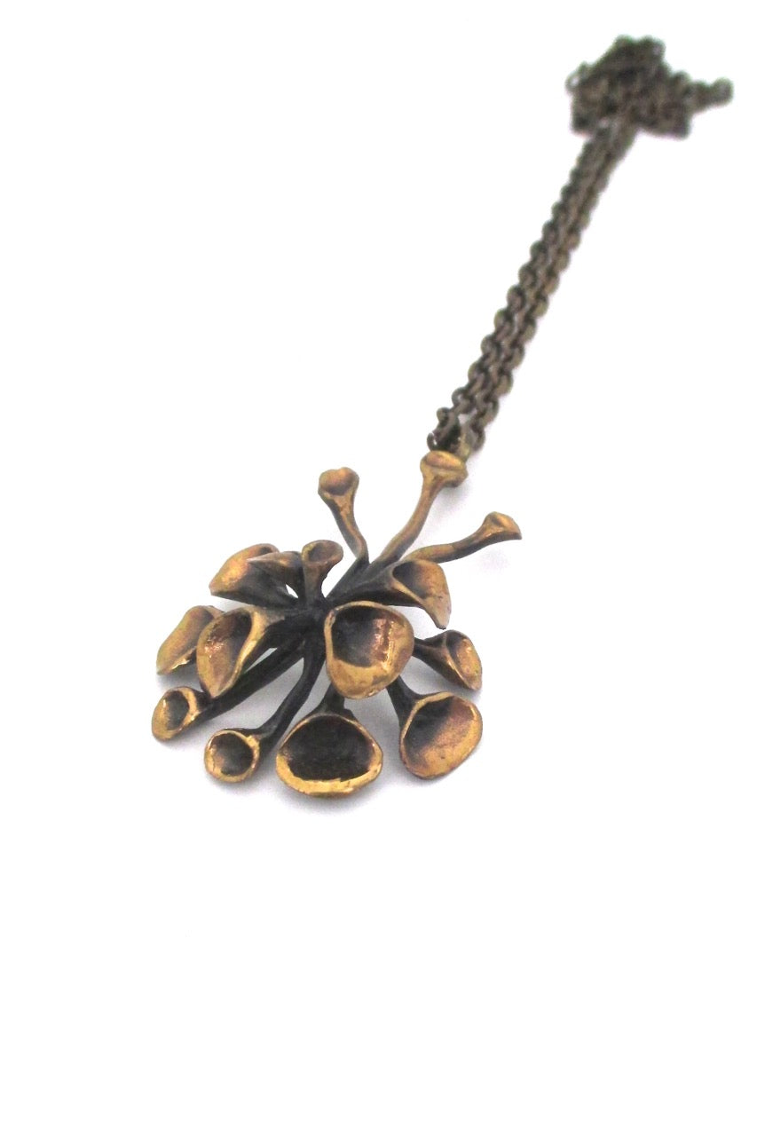 Hannu Ikonen Finland vintage bronze reindeer moss pendant necklace