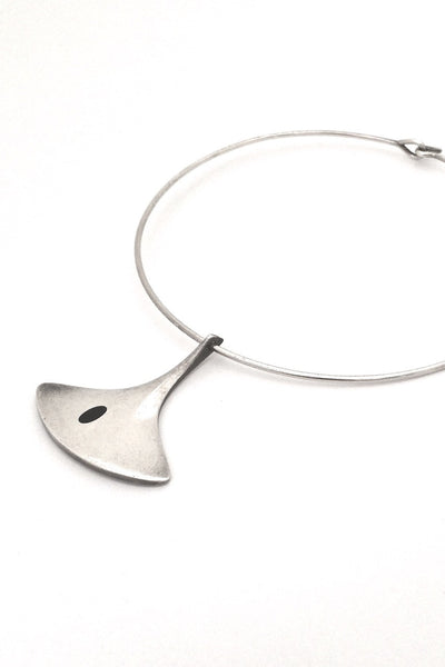 Hans Hansen Denmark vintage modernist Scandinavian silver pendant and neck ring by Bent Gabrielsen