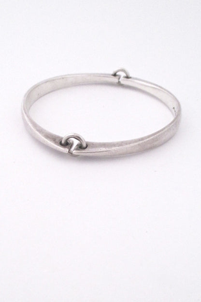 Hans Hansen Denmark vintage Scandinavian Modern heavy silver hinged bangle bracelet