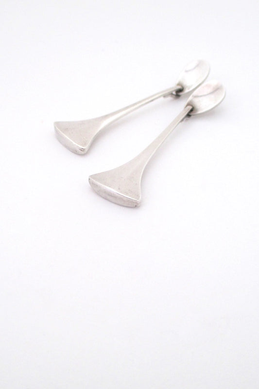 Hans Hansen long silver drop earrings
