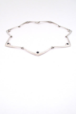Hans Hansen Denmark vintage sterling silver enamel choker necklace Scandinavian Modernist jewelry design
