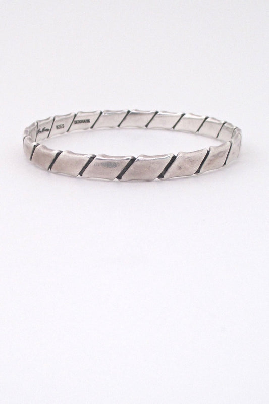 profile Hans Hansen Denmark vintage folded silver Scandinavian Modern bangle bracelet