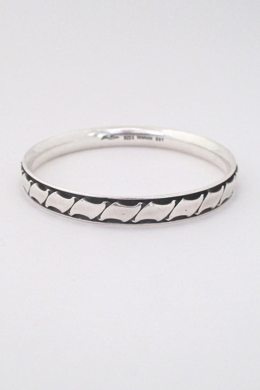 Hans Hansen Denmark vintage heavy silver rare bangle bracelet Scandinavian Modern