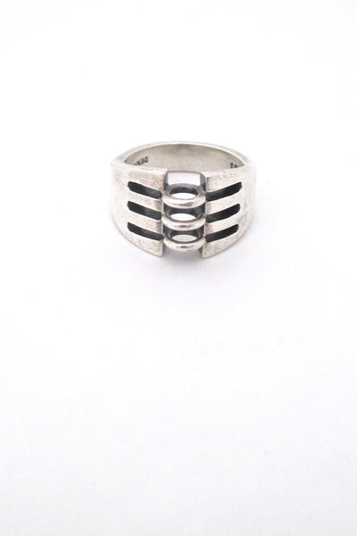 Hans Hansen Denmark vintage heavy silver 3 rings ring 14 Scandinavian Modern design jewelry