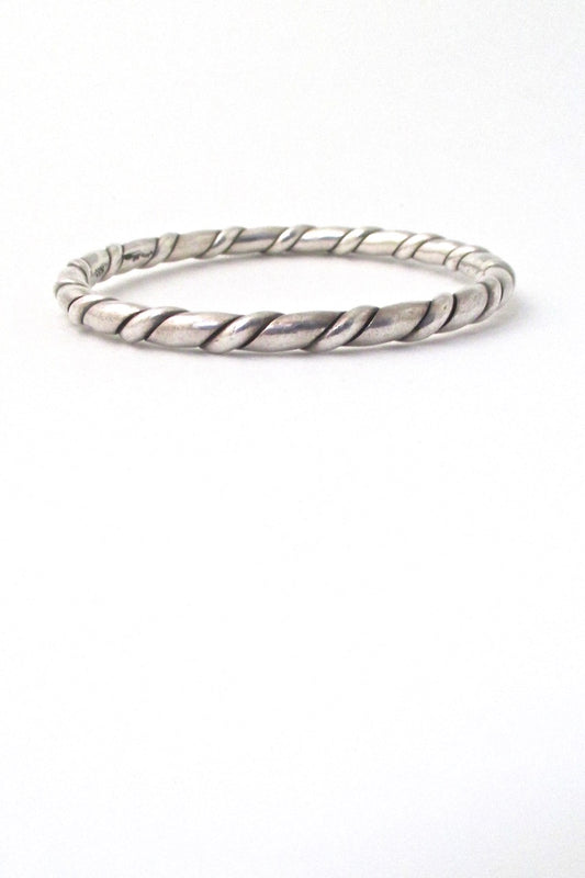 profile Hans Hansen Denmark vintage twisted heavy silver bangle bracelet 206